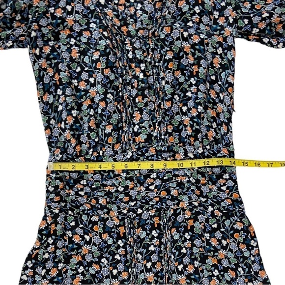 Veronica Beard August Boho Shirt Dress Floral Bird Print Pintuck 100% Silk SZ 2 - Picture 10 of 10